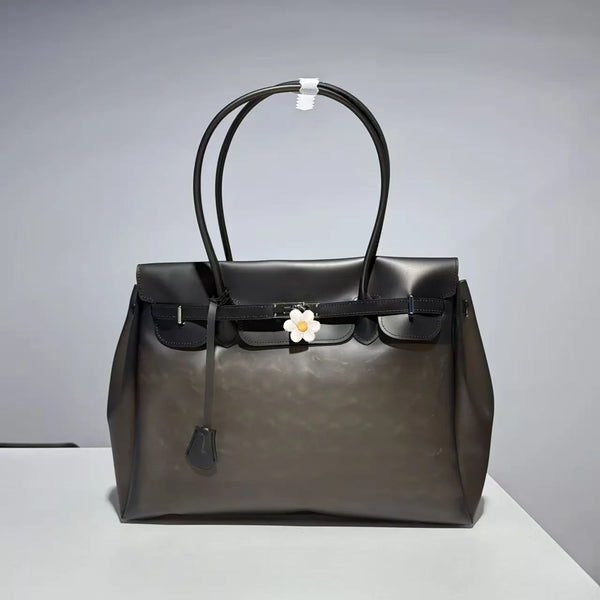 Borsa Jelly Firkin — It-Bag Trasparente in TPU (35 cm) - Nero Onice